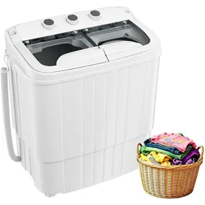 Portable Washing Machine,  Tub Washing Machine Laundry Compact Washer spinner Combo with 16lbs capacity, 9.6Lbs Washer and 6.4Lbs Spinner dryer for Apartments RVs and Dorms, Grey