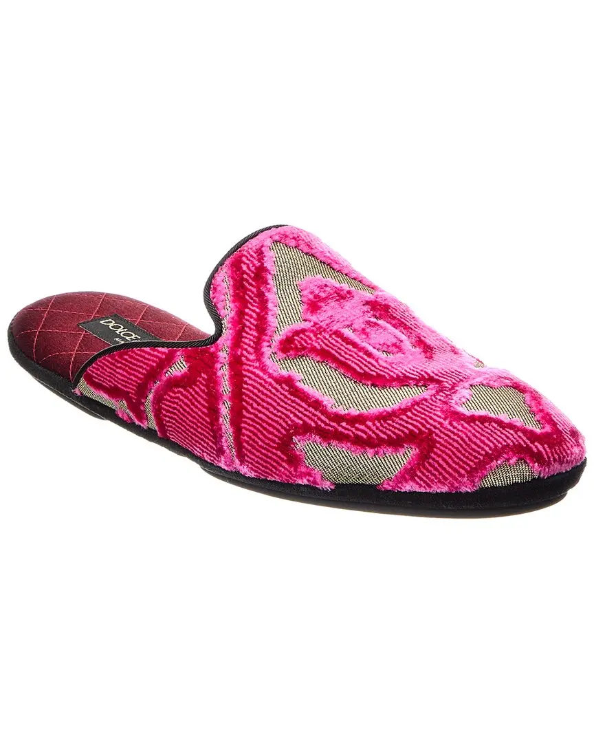 Dolce & Gabbana Velvet & Canvas Mules