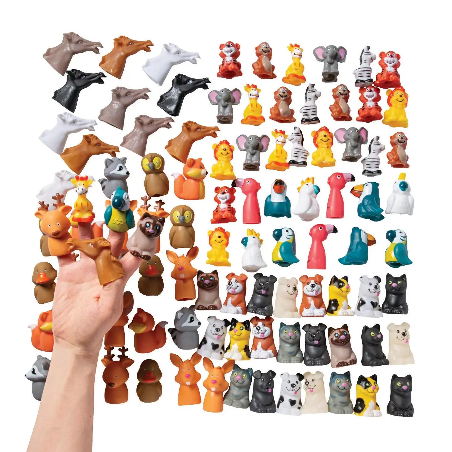 Bulk 96 Pc. Mini Animal Finger Puppet Assortment