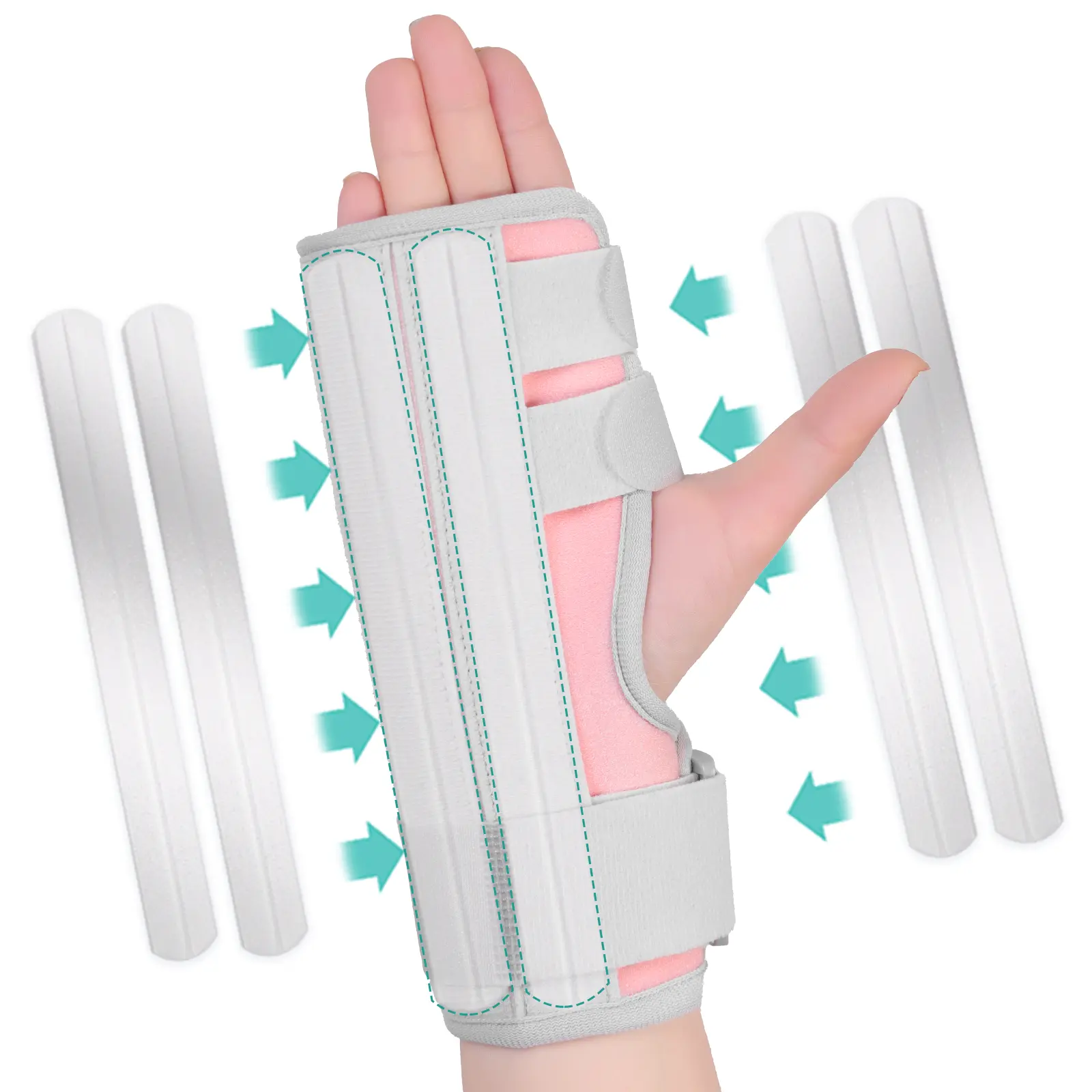 Versatile Multi-Finger Support Splint with Wrist Brace, Breathable Composite Fabric Dual & Single Finger Guard for Night & Daily Comfort (Grey, 2 Pack)