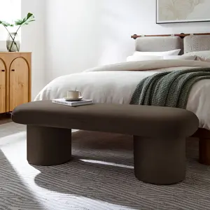 Orla Performance Velvet Bench in Chocolate Brown