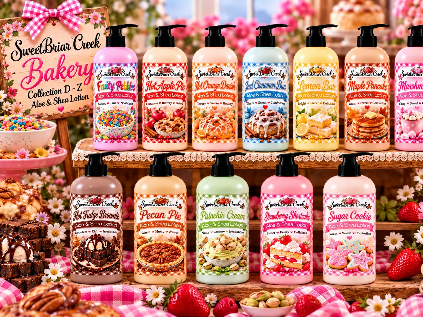 Scented Shea & Aloe Body Lotion - Bakery & Sweet Treats Fragrance, Daily Body Care Moisturizing Cream (D-Z)