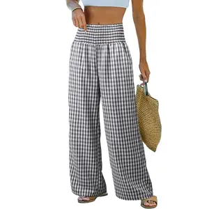 Dokotoo Womens Striped Gingham Pants 2026 Casual Pants Cute Comfy Bottoms with Pockets Plaid Outfits