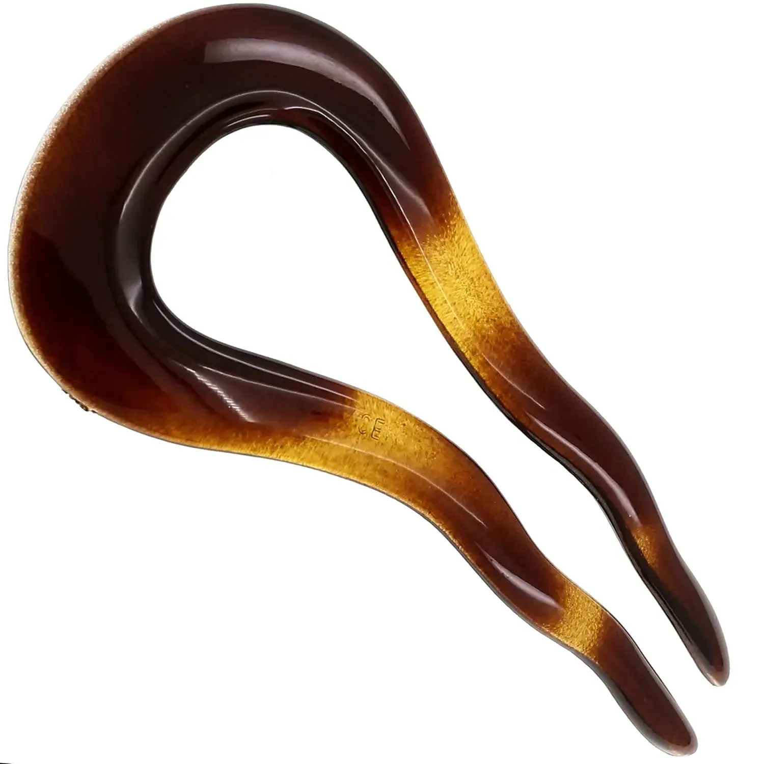Paris CP2639 French Twist Stick Clip Pins, Tortoise Shell, Wavy Hair Pin U-Shaped Hair Fork for Girls Spiral Updo Chignon Bun Holder, Flexible Styling Hair Accessories for Women, Made in France