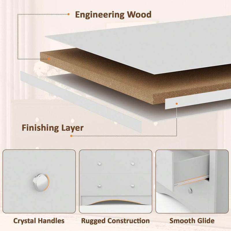 Dresser With Power Outlet, 6 Drawers Dresser For Bedroom, Modern Chest Of Drawers, Wooden Dressers, TV Stand For Living Room,Closet, Hallway