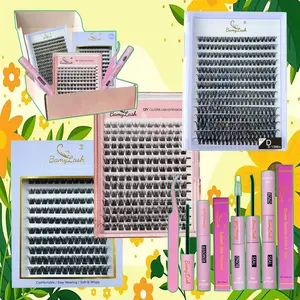 Natural Look Eyelash Extensions Kit, DIY Eyelash Extensions, 3 Boxes Individual False Eyelashes with Glue & Glue Remover & Tweezers, Eye Makeup Enhancement Tool for Women, Cosmetic