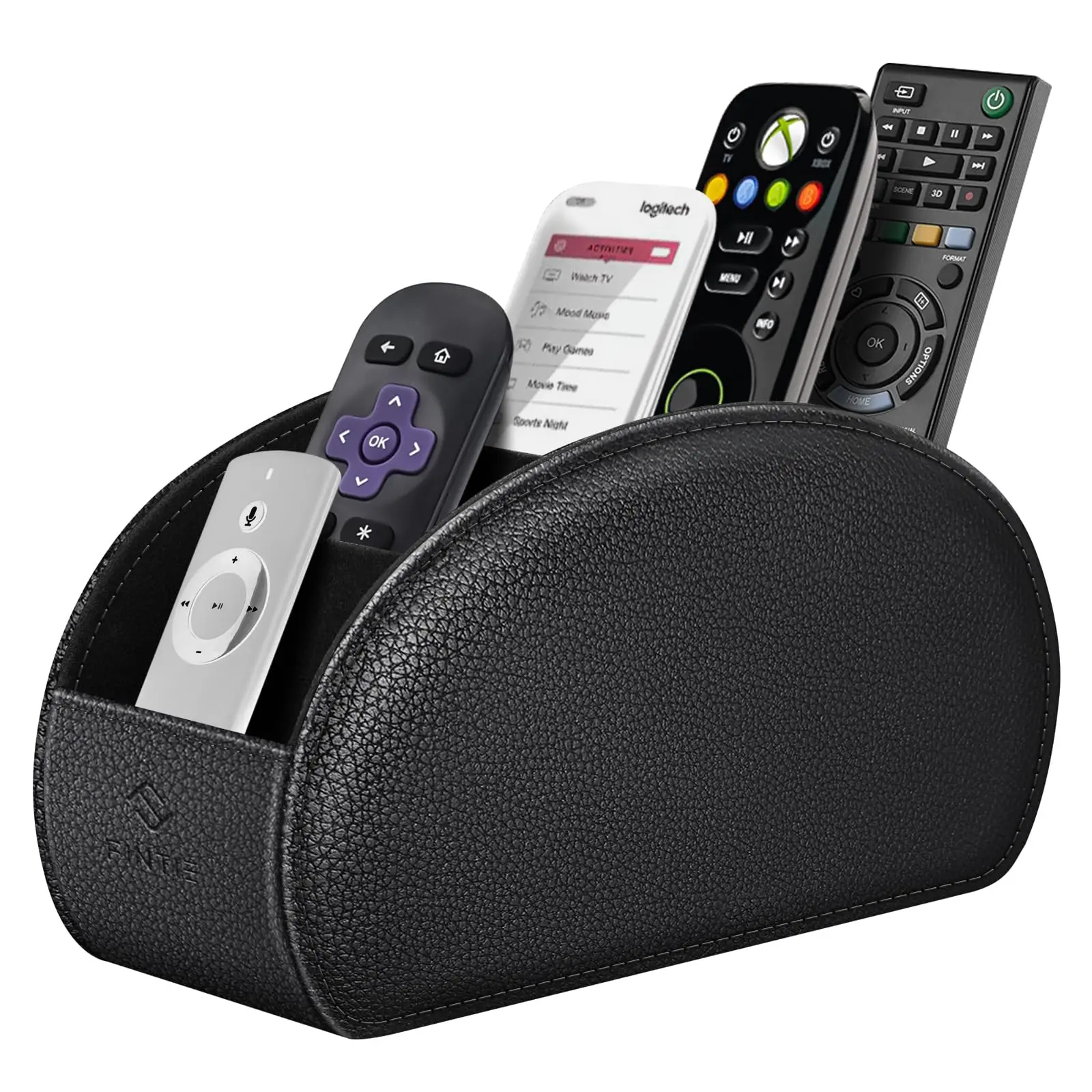 Fintie 5-Compartment Vegan Leather Remote Control Holder - Multi Purpose PU Leather Desk Organizer, Office Accessories for Home & Office Use, Multi Purpose Organizer, Pu Leather Organizer