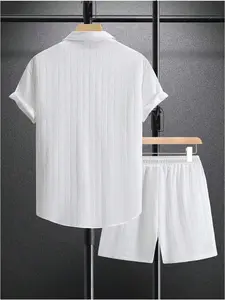 Men's 2-Piece Linen Short Set - Button Down Shirt & Matching Shorts for Summer Beach Outfits High-Quality Linen Blend Comfortable & Stylish