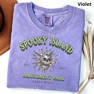 Comfort Colors Vintage Spooky Island T-Shirt, Disco Skull Tee, 90s Retro Halloween Movie Shirt, Halloween Gift Womenswear Cotton Top Soft