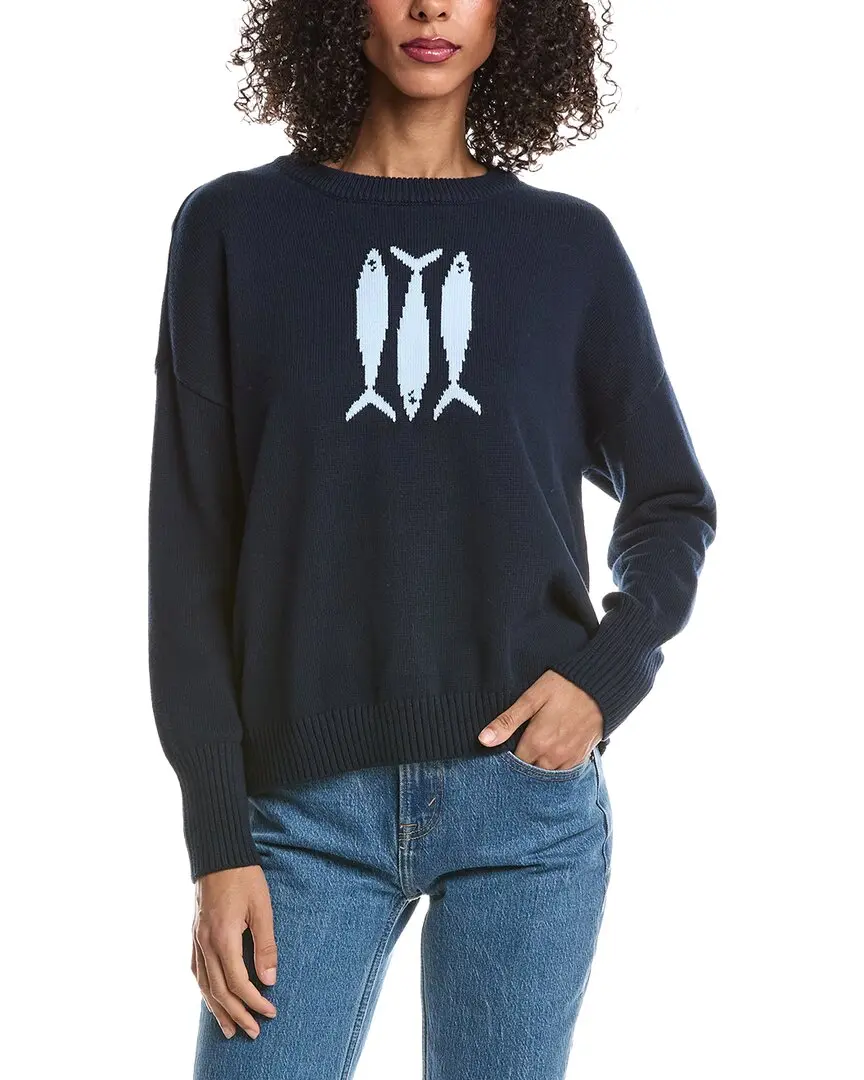 Vince Camuto Sardine Motif Crewneck Sweater