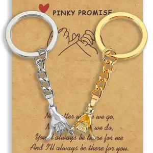 Pinky Promise Matching Keychains BFF & Valentine’s Day Gifts with Silver & Gold Keychain Set and Heartfelt Message Card for Best Friends