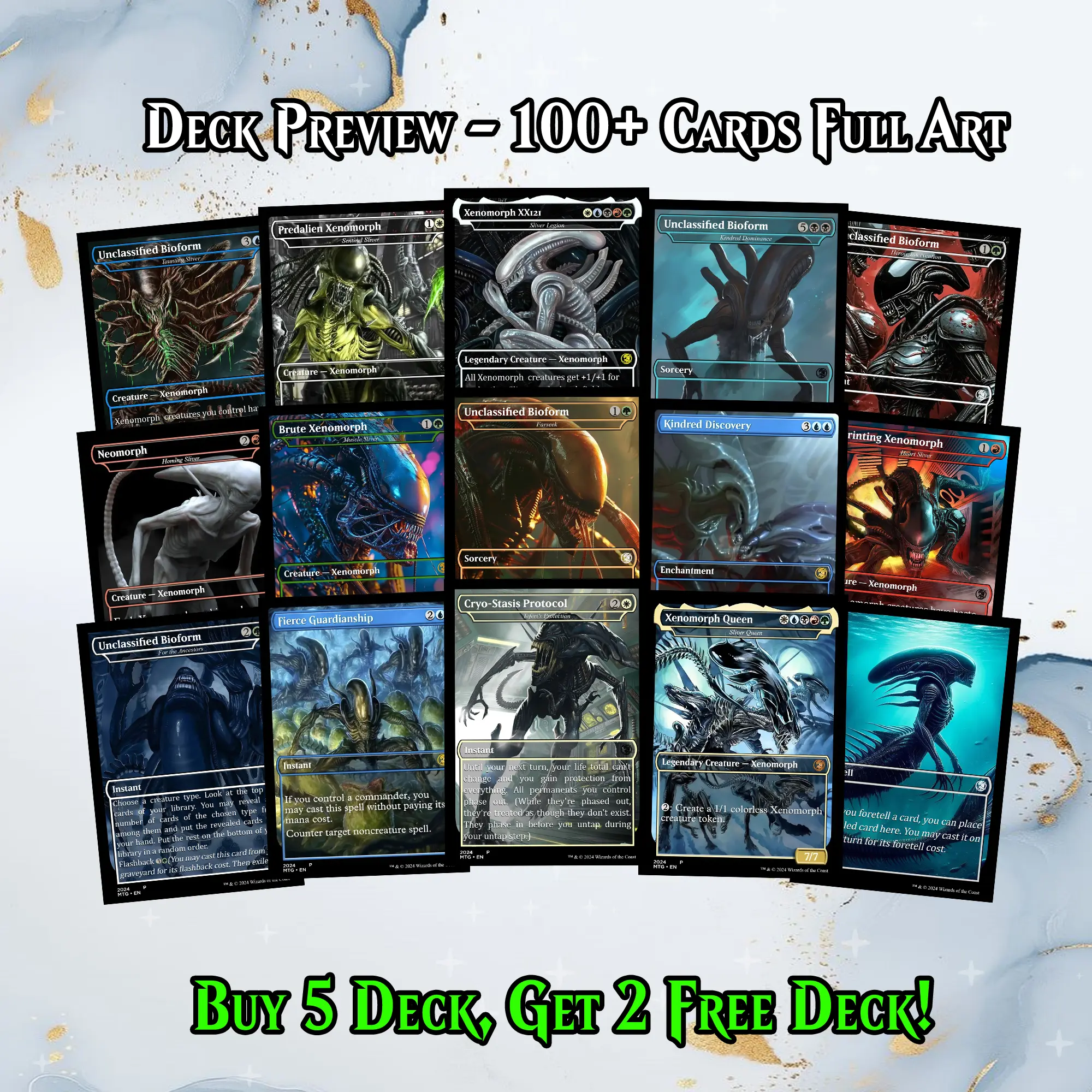 ALIEN COMMANDER MTG PROXY DECK  PREMIUM COLLECTOR SET (113 CARDS + DICE  SET + PLAYMAT + VELVET BAG + DISPLAY BOX + COLLECTOR BOX) | DECKGALAXY -  TikTok Shop