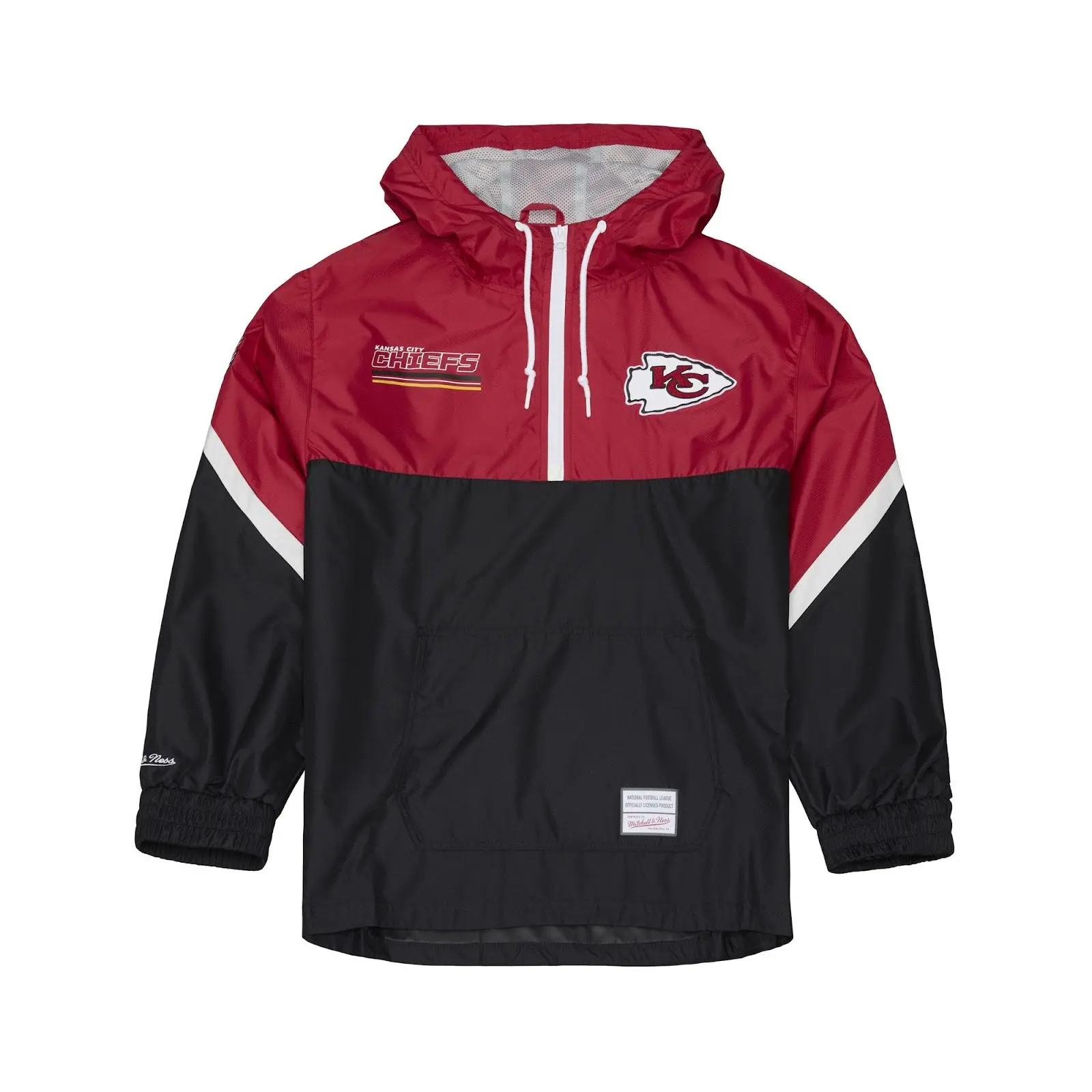 Mitchell & Ness Men's Kansas City Chiefs Red Triple Check Premium Windbreaker, Menswear Sports Coat with Durable Fabric and Team Graphics