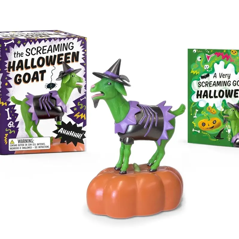 Halloween Gift! The Screaming Goat (RP Minis Book & Figure) - Paperback with 48-Page Mini Illustrated Pocket Guide, Humor-Focused Unique Laughter Facts Book, Fun Dorm Gifts for Children,Festive Vibe Gift for Horror Lovers with Daily Halloween Surprise