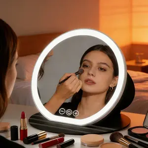 LED Lighted Makeup Mirror with 3 Color Dimmable Lights Touch Control Rechargeable Vanity Mirror for Makeup Cosmetic Beauty Bedroom Desk Travel Aesthetic Room Decor 2026 Viral Must Have Gift for Her