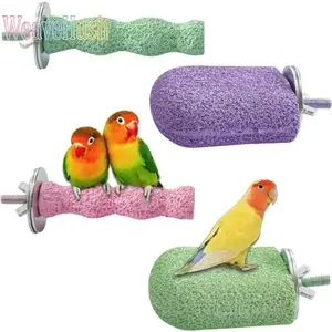 2026 Trending 4Pcs Bird Cage Chew Accessories Set for Parrots, Natural Beak Care Toys with Grinding Stone Perches, Safe Wear for Nails & Beaks, Non-Toxic Bite Resistant Enrichment Toys Ideal for Everyday Use, Cage Decor & Mental Stimulation for Small to M