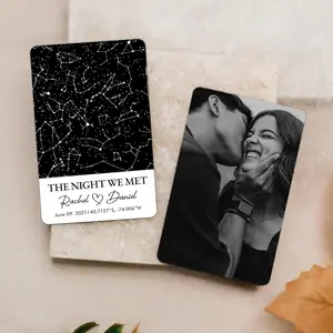 Custom Metal Wallet Card, Star Map Constellation, Couple Photo Wallet Card, Anniversary Gift for Boyfriend, Husband, Photo Love Note Card
