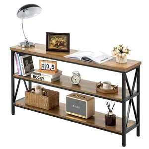 VEVOR Narrow Console Sofa Table,  , 55.1 inches Behind Couch Table, 3-Tier Long Entryway Table and Skinny Hallway Table, Narrow Sofa Table with Metal Frame, for Entryway, Hallway, Living Room & Bedroom
