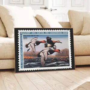 Retro Duck Hunting 1987 - 1988 Federal Duck Stamp Poster Unframed, Outdoors Wildlife Print, Rustic Cabin Wall Art, Gift for Hunter Dad, Vintage Lodge Home Decor