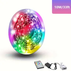USB LED Light Strip 33 Feet 10 Meters RGB Colorful Light Strip,, Adjustable Design, 800-1000 Lumens, USB Powered, Suitable for Bedroom, Living Room, Party and Event Decoration, Cool Atmosphere Lighting, Intelligent Long-Lasting Design, gamer