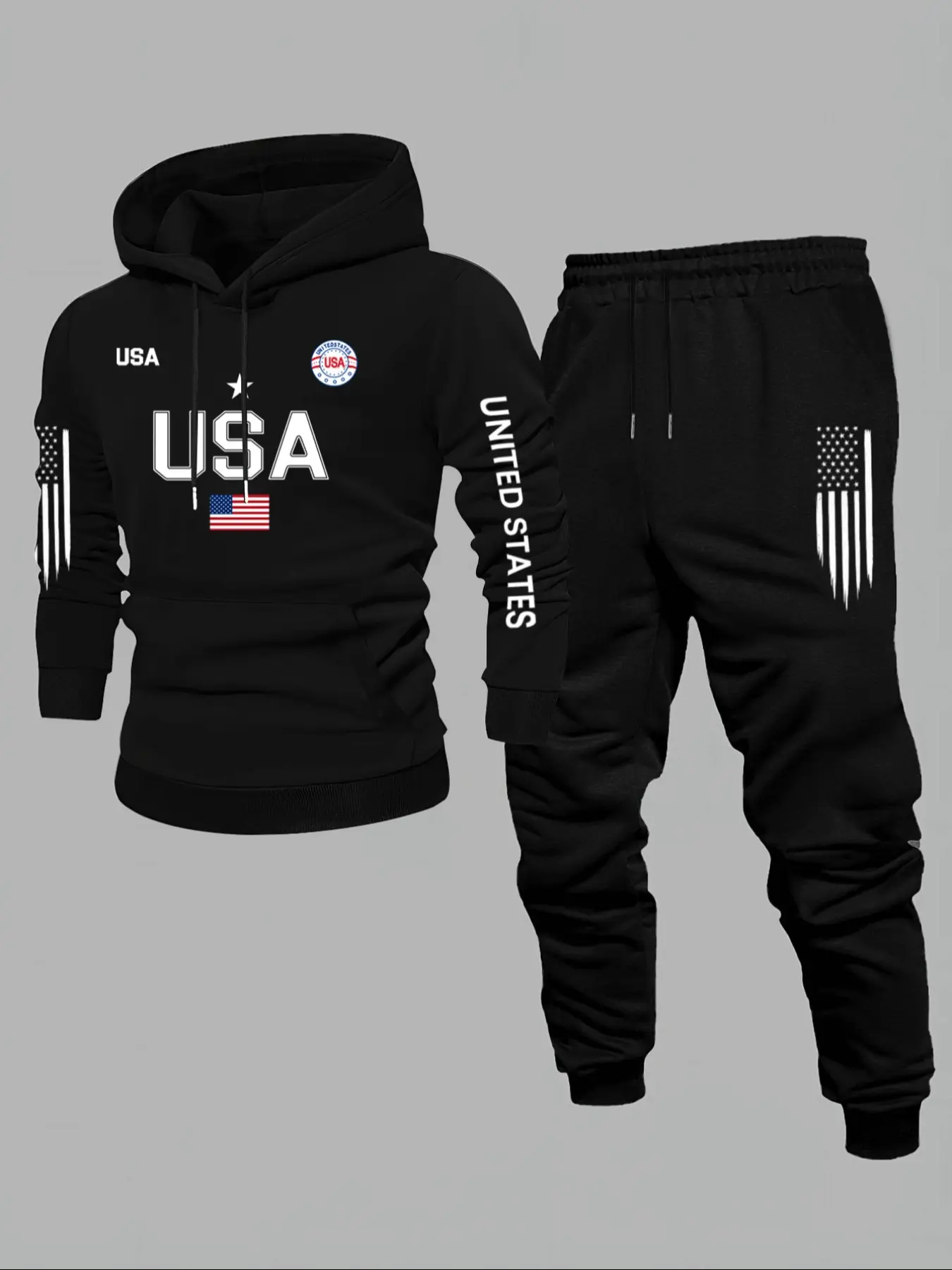 Men's Hooded Sweatshirt Set 2 Piece, Letter Print Pullover + Drawstring Casual Sport Pants, Fall & Winter Fitted Style, Hooded Tracksuit Set, Athleisure Tracksuit Sets