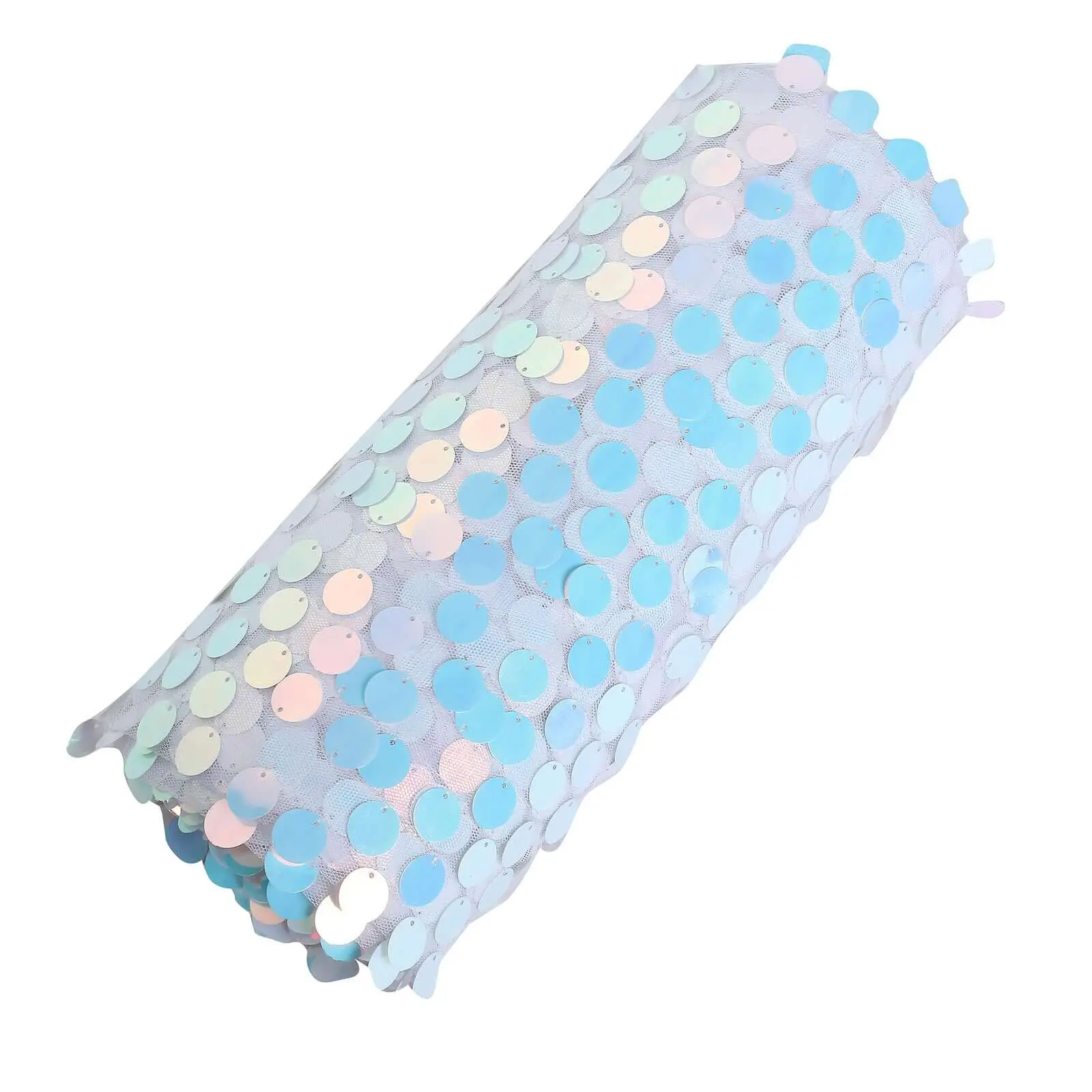 Iridescent Blue Large Payette Sequin Mesh Cloth Roll - 54"x4 Yards Sequin-Embellished Fabric, Damp-Wipeable DIY Sewing Accessory for Dress Making, Tables, Mermaid-Themed Decor