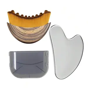 Lymphatic Contour Facial Brush and Gua Sha Board Set, Lymphatic Drainage Massager for Face and Chin Shaping, Conforms to the Skin to Relieve Fatigue and Promote Health and Wellness, Facial Care Tool
