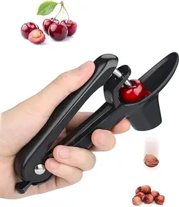 Cherry Pitter Tool with Space-Saving Lock Design Heavy-Duty Olive & Cherry Corer Easy to Use Multi-Function Seed Remover for Jam Making Black
