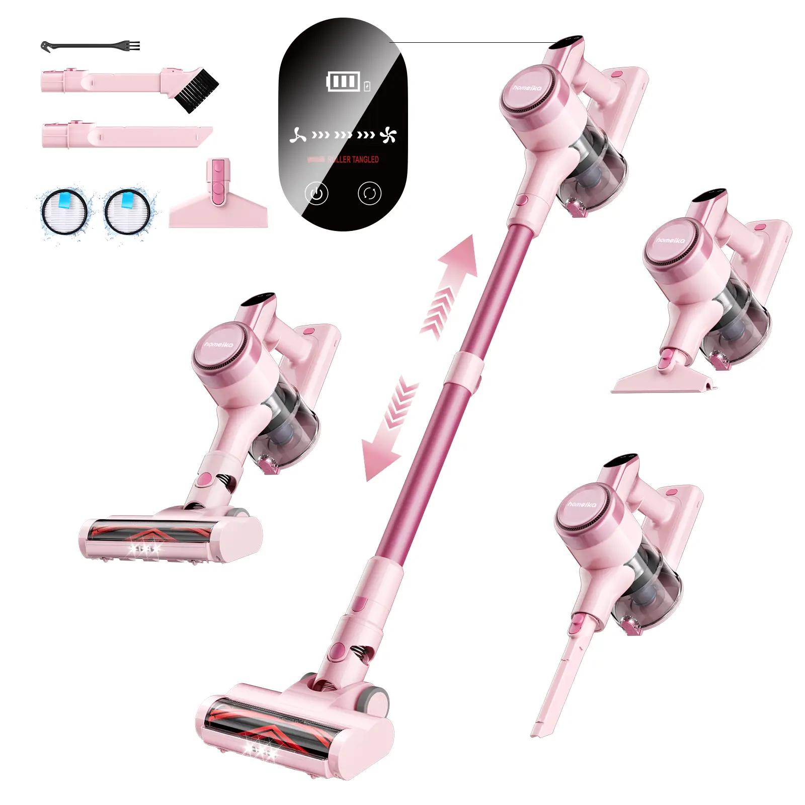 New Homeika Cordless Vacuum Cleaner, 300W 23KPa Lightweight Stick Vacuum with 48mins Runtime Battery, 3 Suction, LED Display, Powerful Vacuum Cleaner