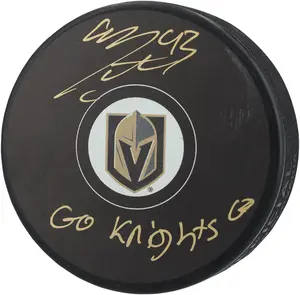 Mitch Marner Vegas Golden Knights Autographed Hockey Puck with "Go Knights Go" Inscription - Fanatics Authentic Certified