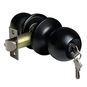 BESTTEN Keyed Entry Door Knob, Heavy Duty Entrance Door Lock, Standard Ball, All Metal, Matte Black