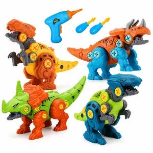 Take Apart Dinosaur Toys for Kids, DIY Dinosaur Building Set with Drill, Screwdriver, Screws & Movable Dino Figures, STEM Construction Toy Gift for Boys Girls