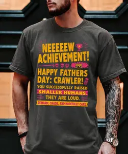 Dungeon Crawler Carl Fathers Day Comfort Colors Unisex T-Shirt, Dad Achievement Shirt, DCC Fan Shirts, Funny LitRPG Dad Gift, Booktok tee