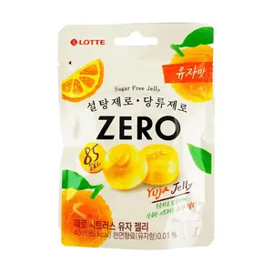LOTTE Korea Zero Sugar Grapefruit Jelly Candy 1.41 oz - Low Calorie Low Fat Sugar Free Citrus Treat