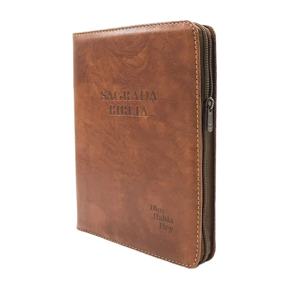Sagrada Biblia Dios Habla Hoy Catolica en Espanol con letra grande Cierre Indice en Semil Piel color Cafe con Deuterocanonicos-Biblia Coleccion Celestial