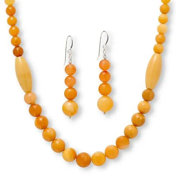 Mine Finds by Jay King Honey Butterscotch Chalcedony Quartz  Necklace & Earrings Set