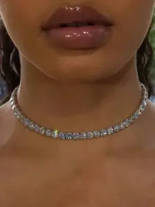 Fashion Tennis Necklace, Elegant Cubic Zirconia Diamond Necklace, Unisex Jewelry, Exquisite Jewelry Gift, Perfect for All Occasions, Stylish and Durable Design