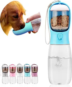 20oz Compact Leak-Proof Food-Safe 3-in-1 1-Hand Press Dog Portable Water Bottle, Multi-Size Outdoor Pet Travel Bowl Dispenser with Food Treat Container, Poop Bag Holder, Summer Walking Hiking Accessory for Large Dogs - Pink, One-Hand Press tiktokshopsprin
