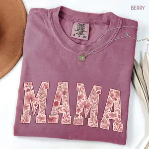 Comfort Colors Mama Shirt, Floral Mama Shirt, Mothers Day Gift, Girly Aesthetic Gift For Mom, Retro Mom Tee, Cute Mom Shirt, Mama Tshirt