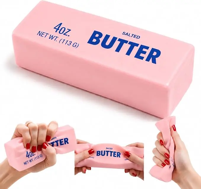 Crunchy Sound Butter Bar Squishy Toy Soft Squeeze Fidget Toy,Realistic Soft Butter Stick Fidget Toy, Slow Rising Portable Squishy for Adults Anxiety & Stress Relief, Sensory Gifts for Office, Home