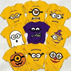 [FREESHIP] Halloween Minion Family Shirt, Funny Teams T Shirt, Minions Couple Shirt, Y2K Streetwear T-Shirt, Unisex Crew Neck, Vintage Hip-Hop Sports Graphic, Casual Cotton Fit, Soft Comfortable Short Sleeve