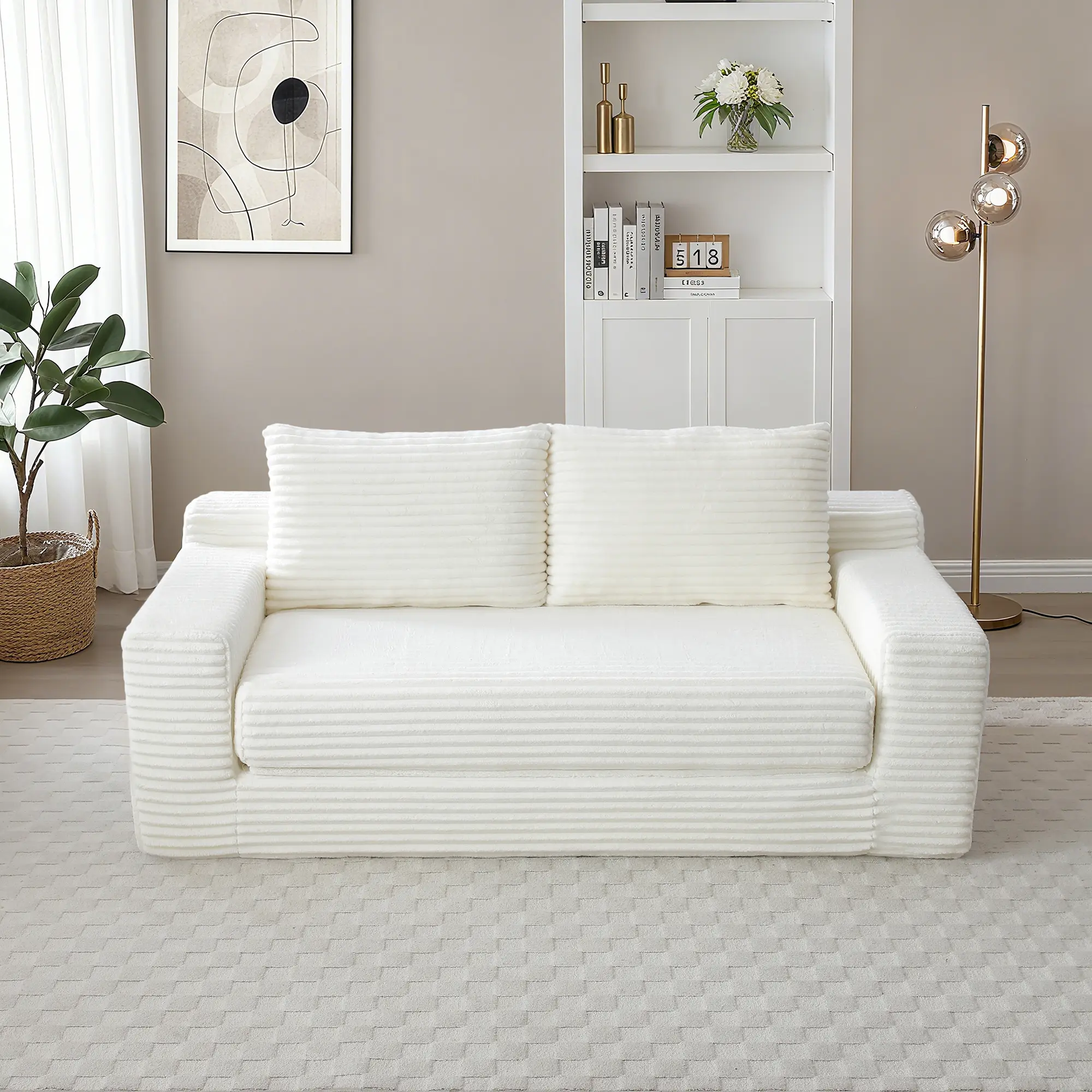 Beige + Corduroy+ 3 Seat + Foam