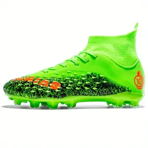 UYCEKK Men'S High-Top Football Cleats - All-Season Impact-Resistant Stud Soccer Shoes with Breathable Fabric Upper, Durable Rubber Outsole & Artificial Inner Lining for Secure Fit - Vibrant Neon Green Design, Football Boots, Sports Footwear, Sporty Highto