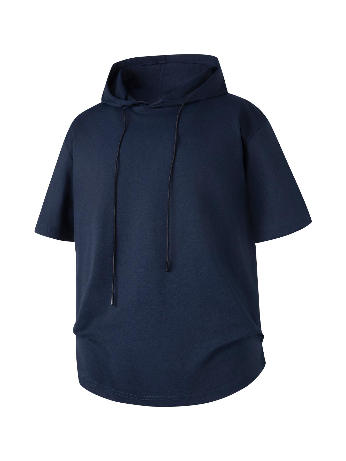 Men’s short-sleeve hoodie, quick-dry ice cool breathable hooded T-shirt, loose-fit casual athletic top for gym workouts and everyday wear