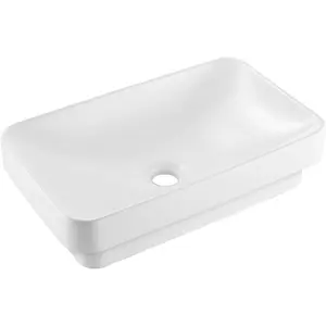 VEVOR Semi Recessed Bathroom Sink, 19.29x 12.01 Inch Rectangular White Ceramic Vessel Sink with 1-3/4 Inch Drain Hole, Drop in Modern Lavatory Vanity Bath Wash Bowl Basin, Rectangle for Small SpaceVEVOR Super Brand Day