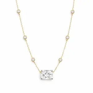 1.40ct 14K Yellow Gold Elongated Cushion Diamond by Yard Necklace (EGL Certified)