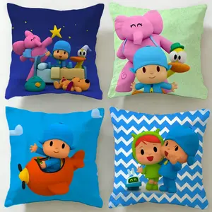 kids series Pocoyo Cushion Cover Ultra-Soft Reversible Plush Pillow Cover | Double-sided fluffy comfort for car, sofa, bedroom | Skin-friendly fabric | Easy clean & maintain | Stylish home decor | Perfect gift for family & friends