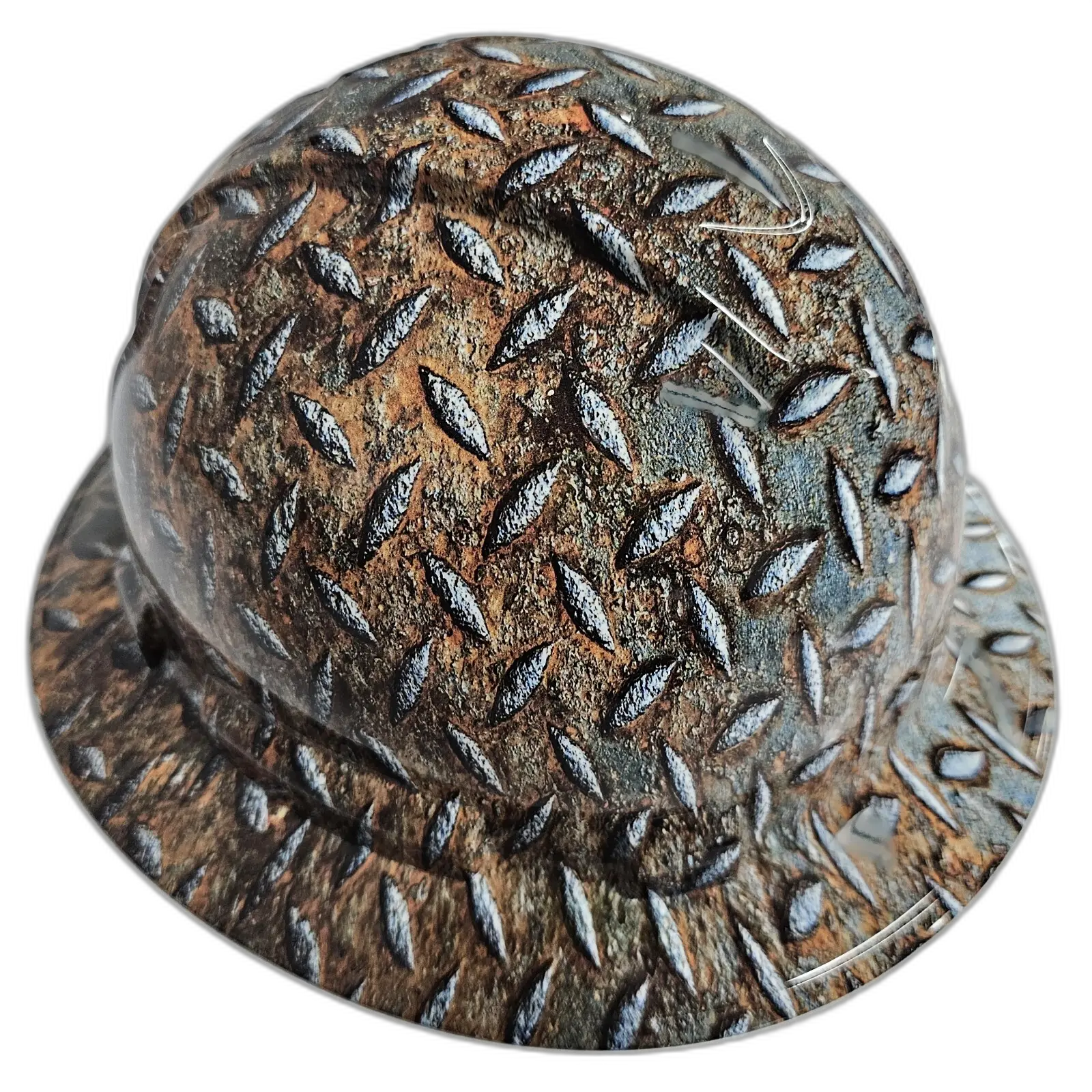 Rusty Diamond Plate Steel - Custom Hydro Dipped Full Brim Hard Hat