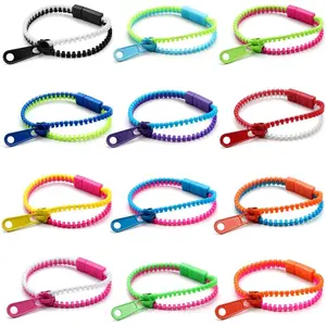 12 Pcs Friendship Zipper Bracelets Assorted Mixed Color