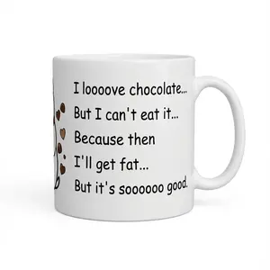 2026 Funny "I Love Chocolate But I Can't Eat It" Mug - Humorous Dieting Quote Coffee Cup - Perfect Valentine's Day Gift for the Chocolate Lover